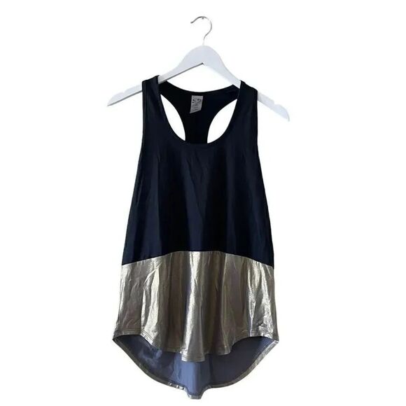 NWT Champion Black Gold Color Block Women’s Solid Retro Racer Back  SZ M #1147 - Picture 2 of 11